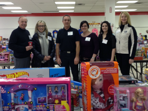 Langley Christmas Bureau - Ted, Tom and the Starbucks volunteers day 1 2014